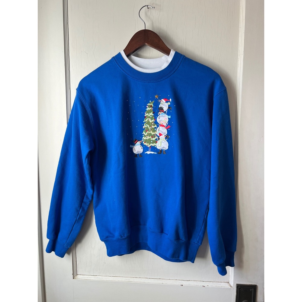 Vintage‎ Snowman Christmas Sweatshirt – Cozy Grandmacore Holiday Embroidered